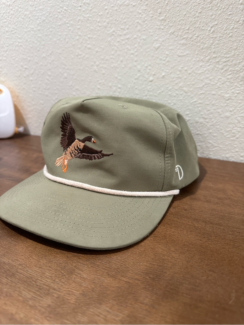 Olive Green Duck Embroidered Camp Cap
